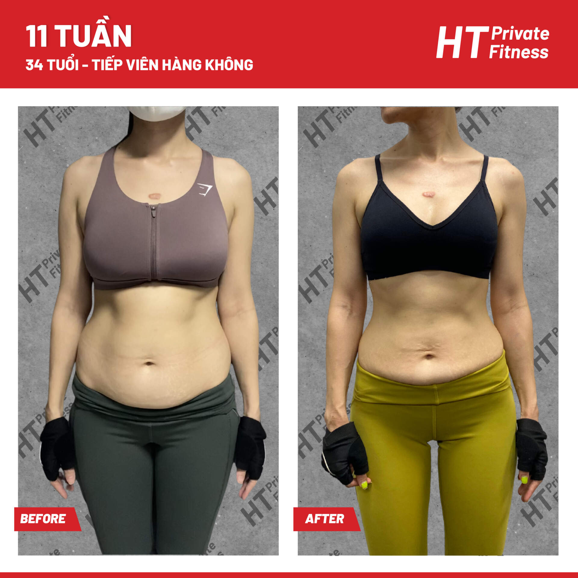 HT Private fitness giảm cân cho mẹ bầu sau sinh - chị Dung Hà Nội tiếp viên hàng không