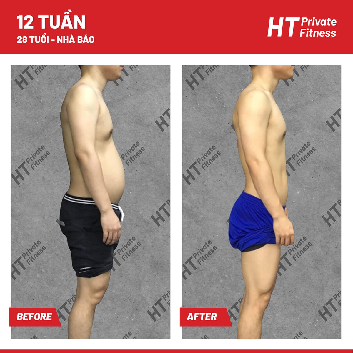 Huấn luyện viên HT Private Fitness training cho khách hàng nam bị skinny fat