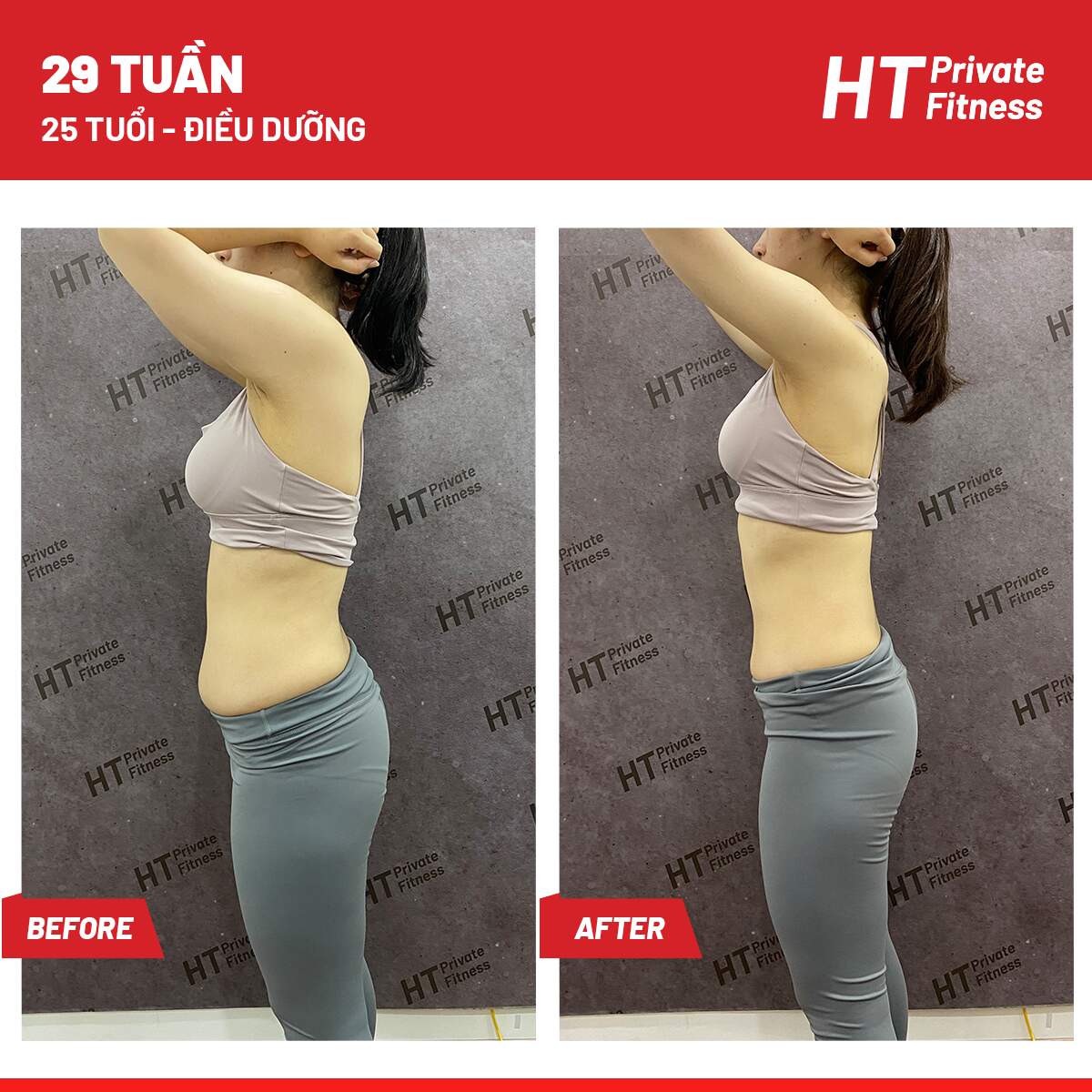 Huấn luyện viên HT Private Fitness training cho khách hàng nữ bị skinny fat