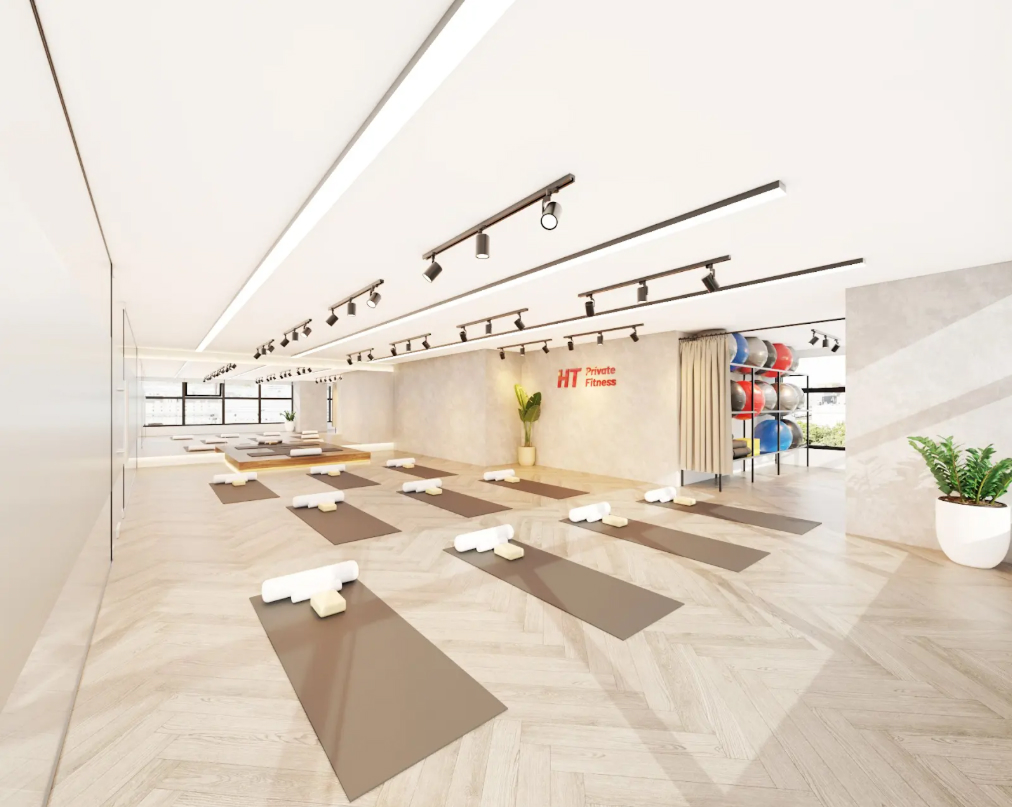 khu vực tập yoga phòng gym HT Exclusive Fitness, HEF, HT Fitness, 23 Lê Văn Lương,
