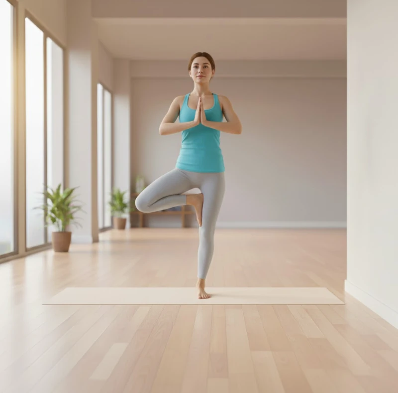 tập yoga cao lên với tư thế Cái cây