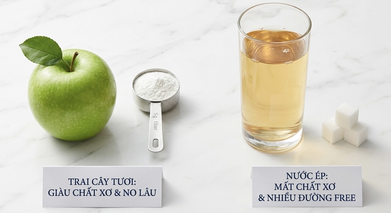 Khác biệt trái cây tươi và nước ép